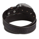 Cinto Cowboy - Couro Marrom Entalhado Fivela Laço Strass