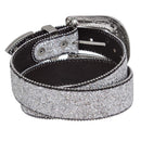 Cinto Feminino de Couro - Prata com Glitter Brilhante Pyramid Country Luxo